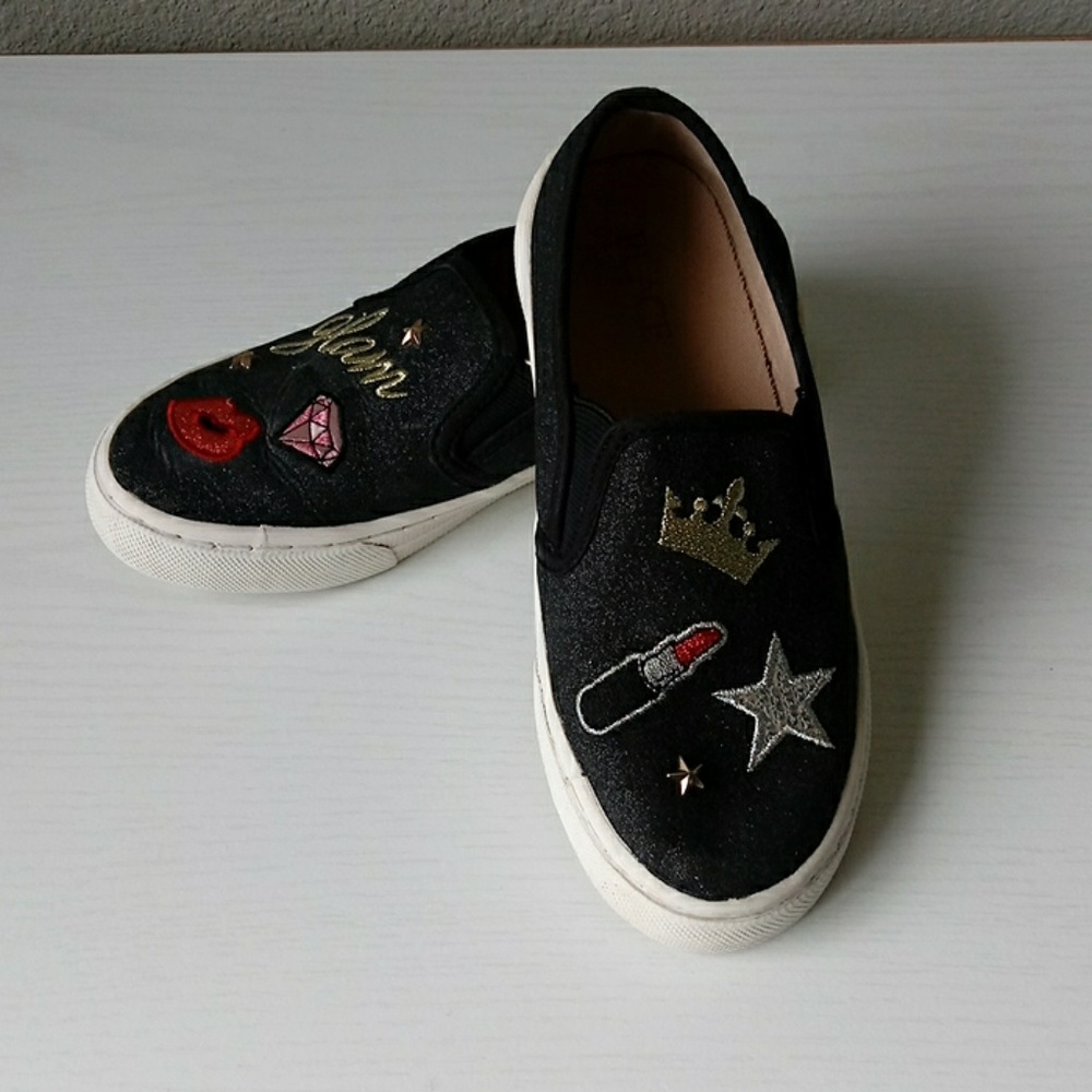 The Children Place Glam Black slip on Girls Sz 1 - Picture 2 of 8